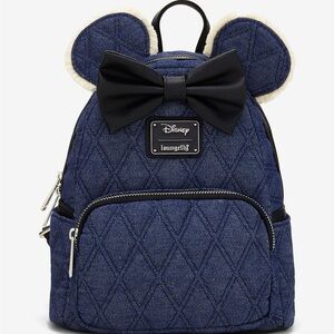 Loungefly Disney Minnie Mouse Denim Quilted Mini Backpack — BoxLunch Exclusive